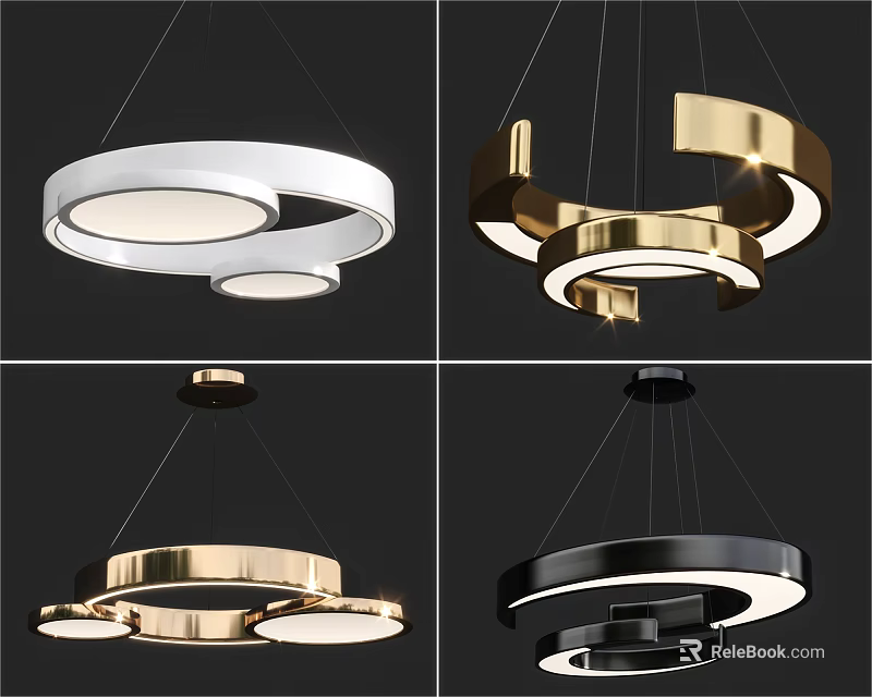Modern Circular Multi layer Pendant Lights With Sleek Metal Frame And LED Glow 3d model 