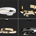 Modern Circular Multi layer Pendant Lights With Sleek Metal Frame And LED Glow 3d model