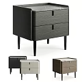 Modern Sleek Bedside Table With Two Drawers And Multiple Color Options 3d model