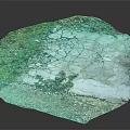 Natural Cracked Gray Stone Surface With Green Grass Small Plants Soil And Gravel