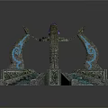 Ancient Stone Ritual Platform With Purple Gem Circular Base Steps And Ornate Carvings