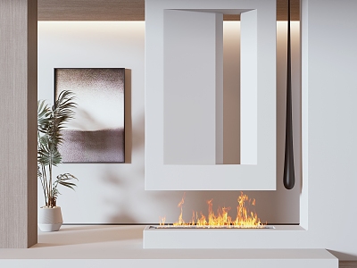 modern fireplace porch 3d model