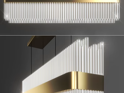 Elegant Modern Crystal Chandelier With Gold Metal Frame And Vertical Crystal Strips 3d model