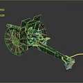 Vintage Green Wheeled Cannon Weapon With Metal Structure And Classic Design