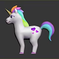 Cute White Unicorn Toy With Rainbow Mane Tail Pink Hearts And Pink Hooves