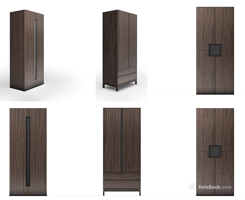 Modern Dark Wood Wardrobe Designs With Various Styles And Functional Details 3d model 