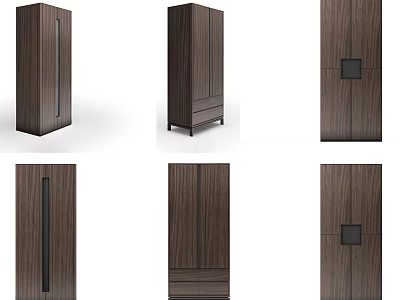 Modern Dark Wood Wardrobe Designs With Various Styles And Functional Details 3d model