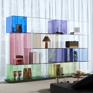 Acrylic bookshelf decorative shelf ornaments 3d model