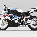 Stylish White Blue Red Sport Motorcycle With Streamlined Body And Black Seat