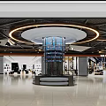 Modern Shopping Mall Lobby With Spacious Layout Ceiling Lights And Display Screens 3d model