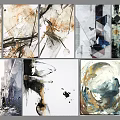 Modern Abstract Artwork Collection With Geometric Patterns And Colorful Textures for Wall Decor
