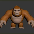 Angry Orange Gorilla 3D Character Model With Standing Pose And Fierce Expression 3d model