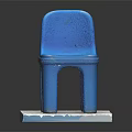 Simple Blue Plastic Chair Furniture Placed On White Square Base