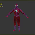 Spider Man 3D Model In Red And Black Suit With Spider Web Pattern