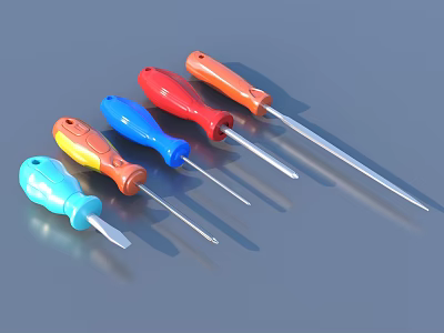 Colorful Hardware Tools Screwdrivers With Multicolored Handles And Stainless Steel Shafts 3d model