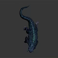 Fantasy Monster With Blue Purple Body Glowing Green Spots Long Tail Sharp Claws And Fangs