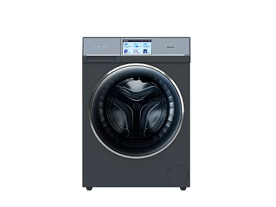 Modern Front Loading Washing Machine With Digital Display Panel And Dark Gray Design 3d model