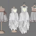 Cute Children's Dresses With Lace Gold Heart Pink Bow And Tulle Skirt On Mannequins