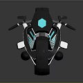 Futuristic Sleek Black Motorcycle Design With Blue Accents And Illuminated Wheels