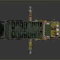 Green And Yellow Garbage Truck With Mechanical Arm And GARBAGE Lettering For Waste Collection