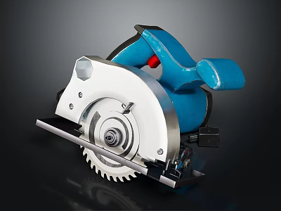 Professional Blue And White Circular Saw With Sharp Blade And Ergonomic Handle 3d model