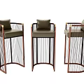 Stylish Modern Bar Stools With Brown Metal Frames And Comfortable Cushioned Seats 3d model