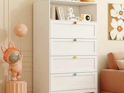 White Dresser With Colorful Knobs In Children's Room Decorative Storage 3d model