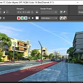 Vibrant Commercial Street With Modern Buildings Pedestrians Cyclists And Green Landscaping