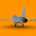 Detailed Silver Fighter Jet Model With Markings On Orange Background 3d model