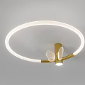 Modern Circular Ceiling Light With White Light Strip And Golden Wing Shaped Base 3d model