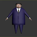 Cartoon Style 3D Game and Movie Character in Blue Striped Suit with Exaggerated Expression