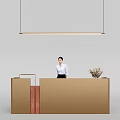 Modern Reception Front Desk 3d model