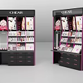 CHEAR Cosmetics Display Shelves Black With Pink Accents And Drawers For Retail