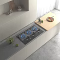 Modern Kitchen Interior Design With Gas Hob Appliance And Island Countertop Cabinets