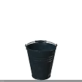Two Black Ceramic Buckets With Metal Handles And Vintage Distressed Finish