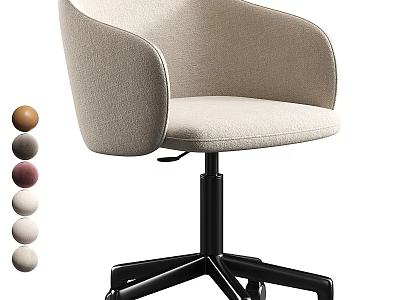Modern Single Office Chair Beige Fabric Upholstered With Black Base Wheels Color Options 3d model