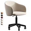 Modern Single Office Chair Beige Fabric Upholstered With Black Base Wheels Color Options