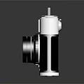 Vintage Electronic Camera With Classic Black White Body And Lens Design