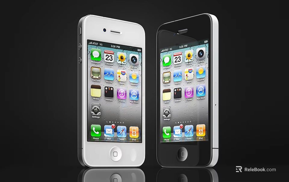 Two White and Black Smartphones Display App Icons On Screen Digital Mobile Devices 3d model 