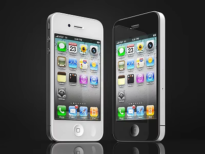 Two White and Black Smartphones Display App Icons On Screen Digital Mobile Devices 3d model