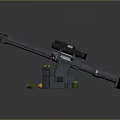 Sniper Rifle With High Power Scope Tripod And Ammunition Box With Bullets 3d model