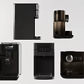 Modern Stylish Black Kitchen Appliances Featuring Sleek Design Coffee Maker And Water Dispenser