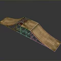 Wooden Skateboard Ramp Structure Featuring Two Slopes And Central Platform
