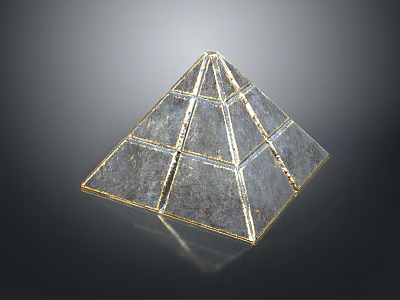 Decorative Pyramid Structure With Transparent Crystal Panels Golden Edge Lines And Reflective Surface 3d model