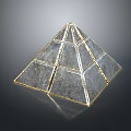 Decorative Pyramid Structure With Transparent Crystal Panels Golden Edge Lines And Reflective Surface 3d model