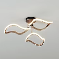 Modern Stylish Ceiling Lights With Wave Shaped And Circular Gold White Designs 3d model