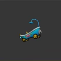 Fun Kids Toy Bathtub Car Featuring Blue Shower Head Yellow Wheels And Pink Accents
