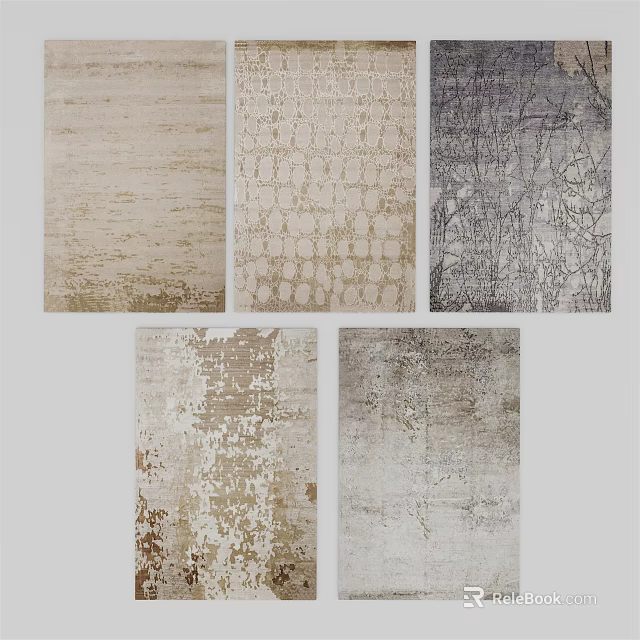 Modern Square Rugs With Beige Gray Tones And Textured Abstract Patterns 3d model