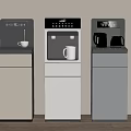 Different Colored Standing Household Appliances Including Water Dispensers And Coffee Makers
