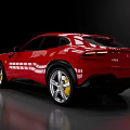 Red Sports Car With Modern Sleek Body And Shiny Exterior Design